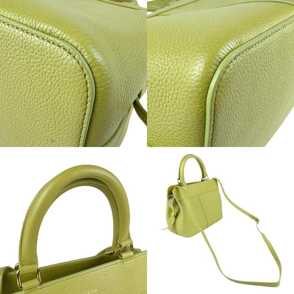 Celine handbag crossbody shoulder bag yellow green gold leather - Picture 4 of 4